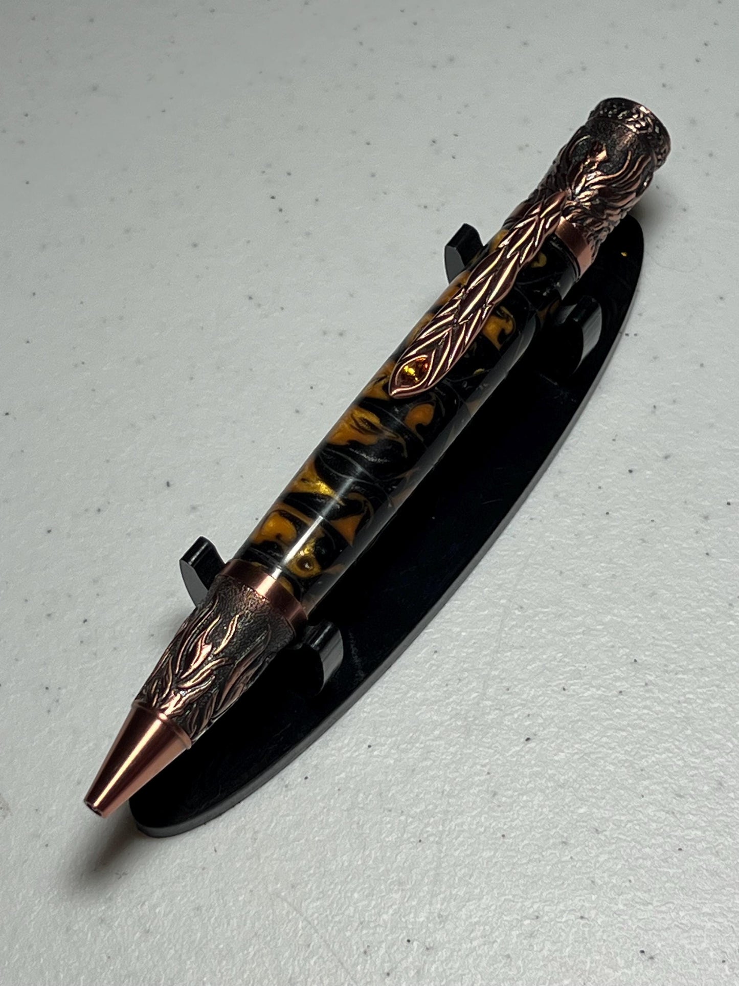 Phoenix rising pen copper with orange and black barrel