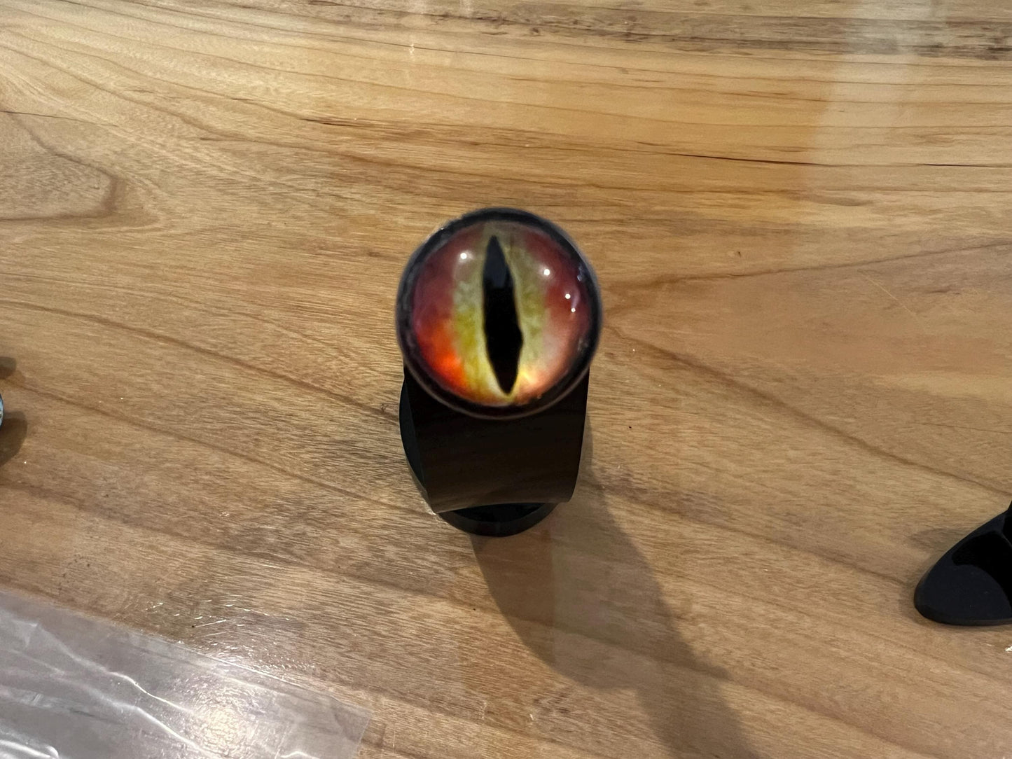 Magic wand prop with hand turned fire ember handle