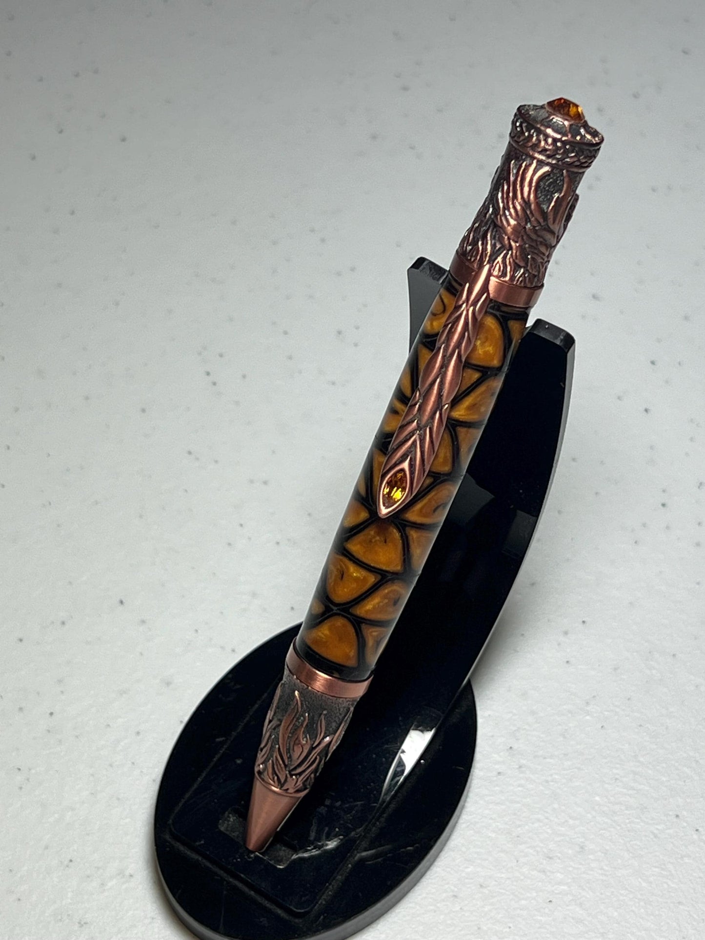 Phoenix rising pen copper with orange and black barrel