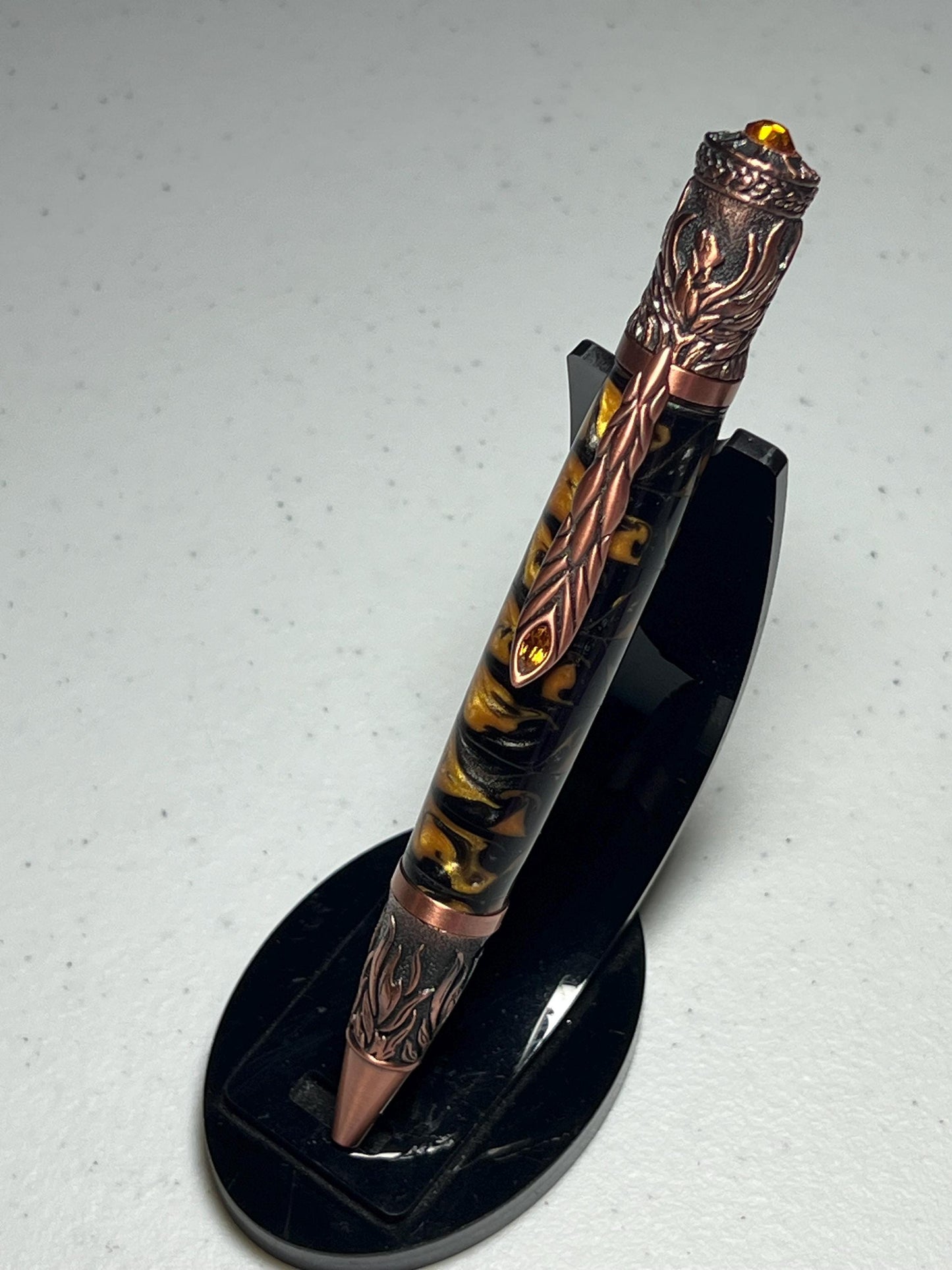 Phoenix rising pen copper with orange and black barrel