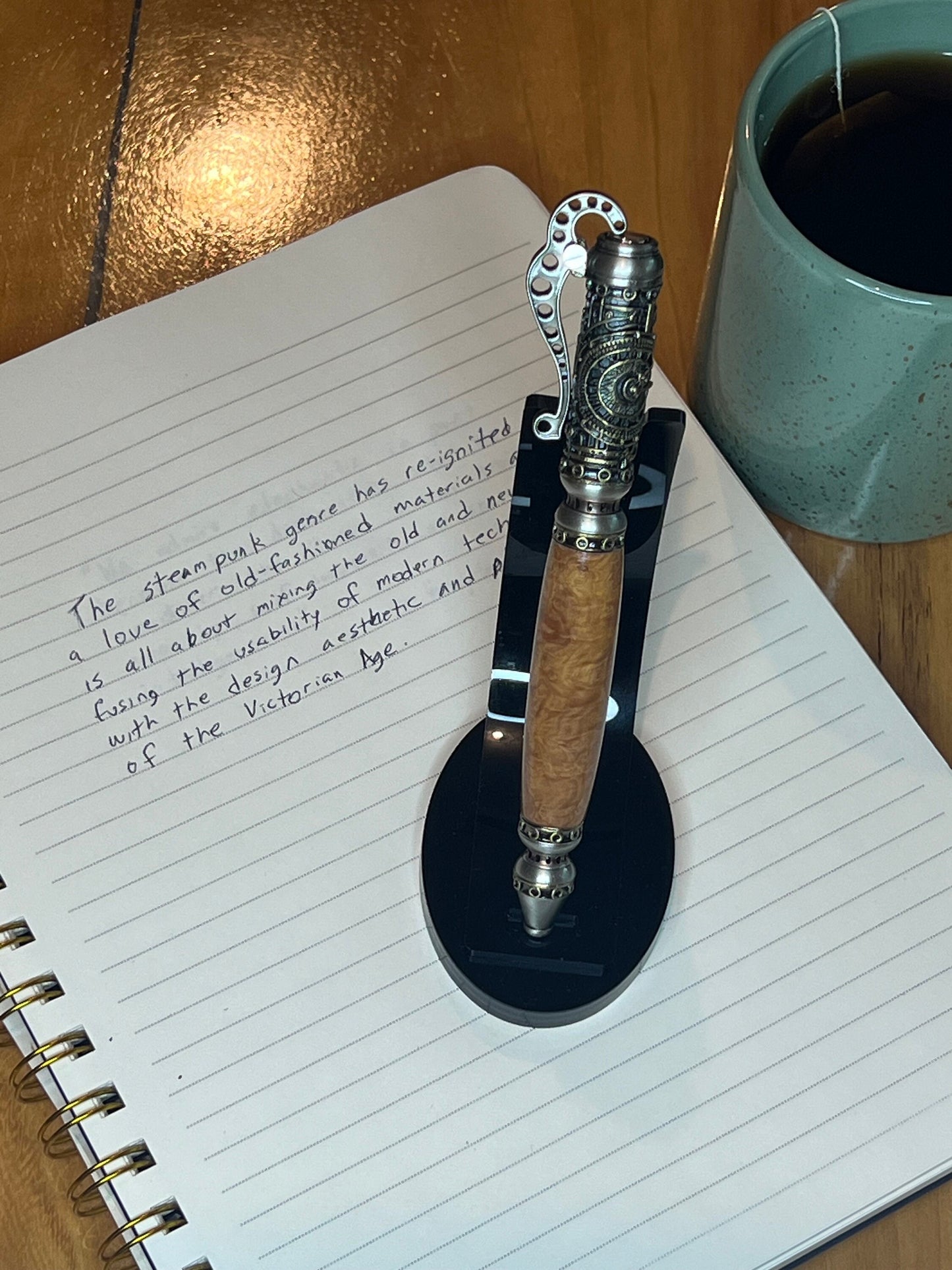 Steampunk pen with brown mallee burl.