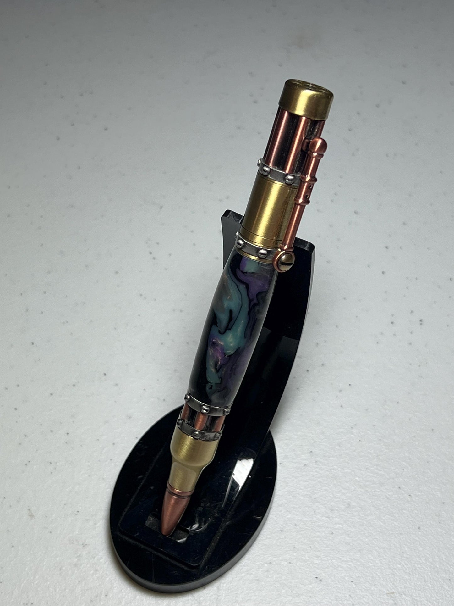 Steampunk pen with mother of pearl acrylic body