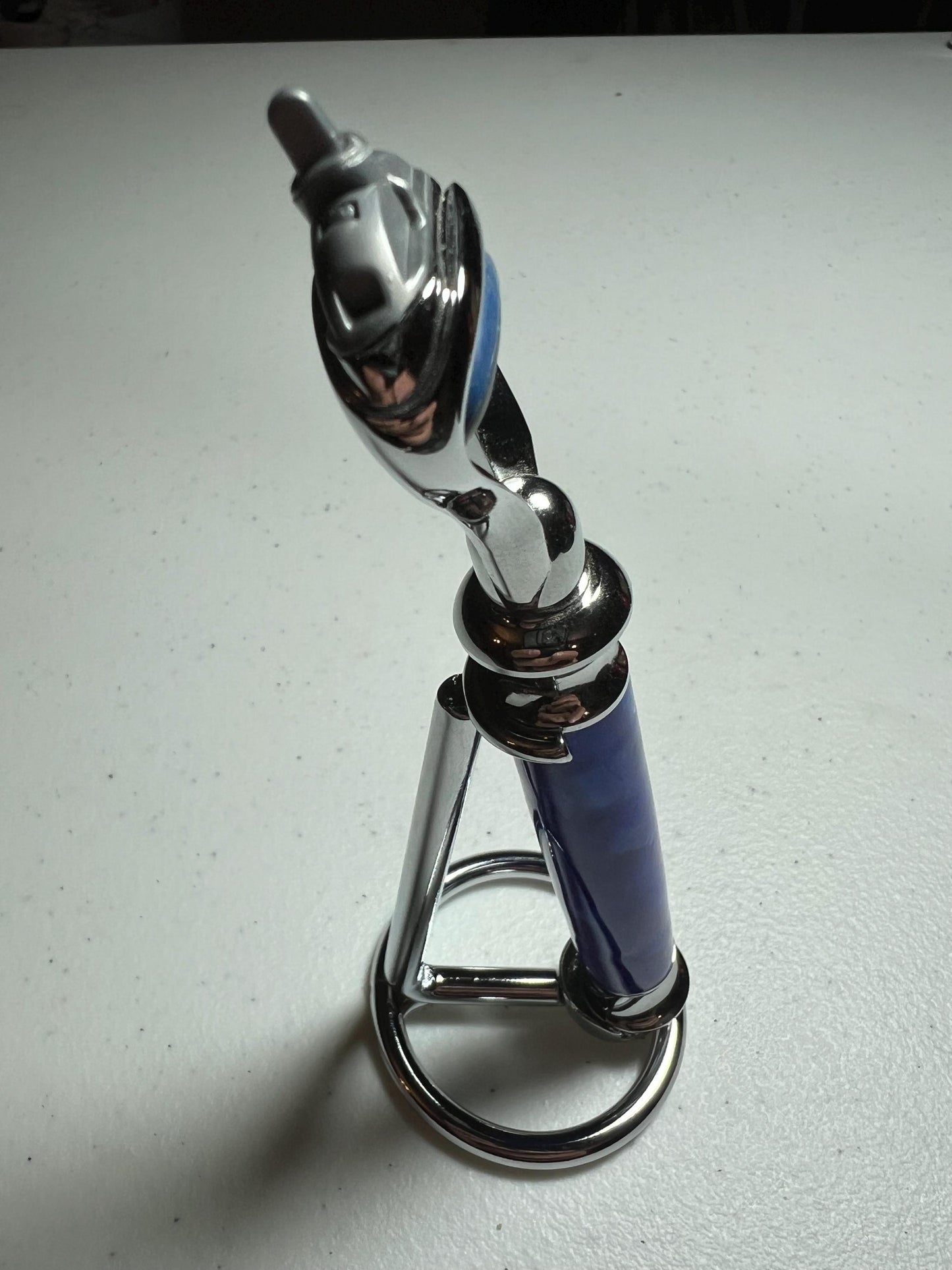 Gillette Fusion Razor handle chrome with blue handle and optional holder