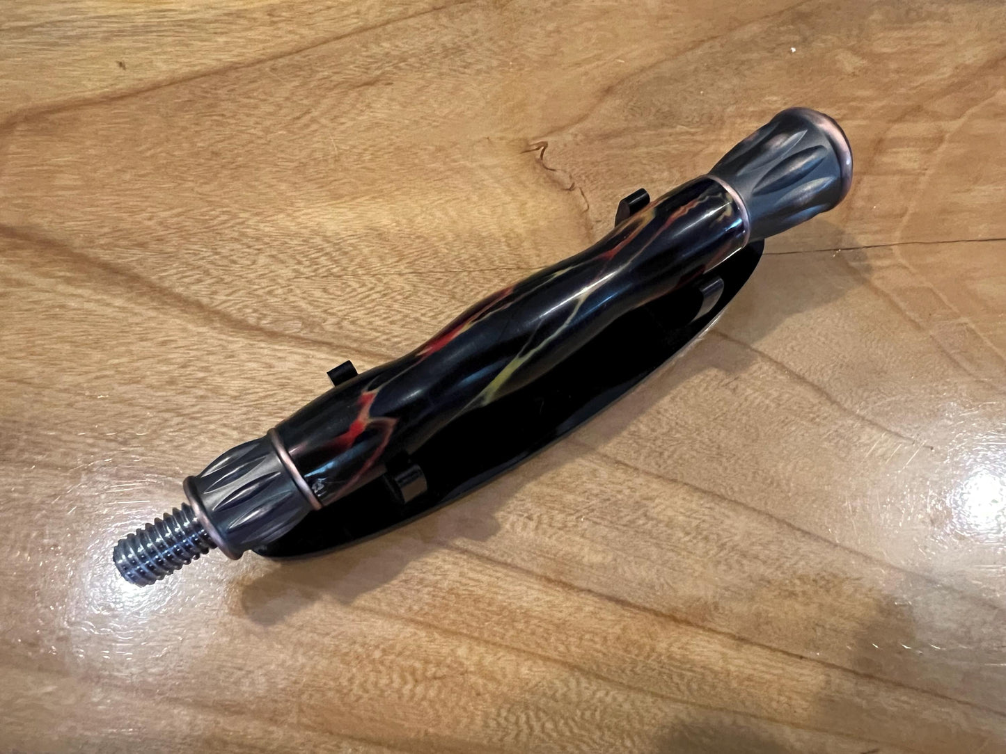 Magic wand prop with hand turned fire ember handle