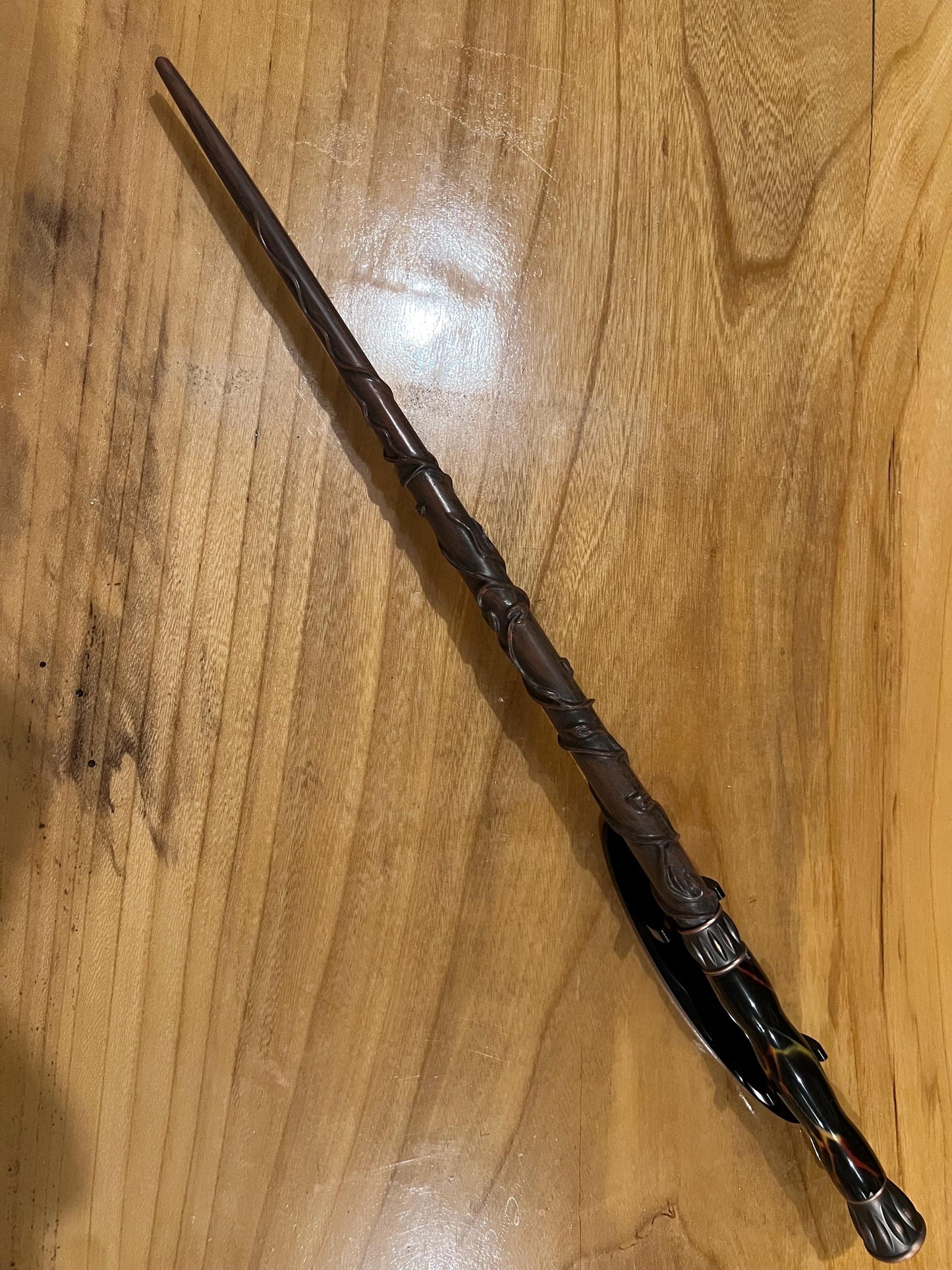 Magic wand prop with hand turned fire ember handle