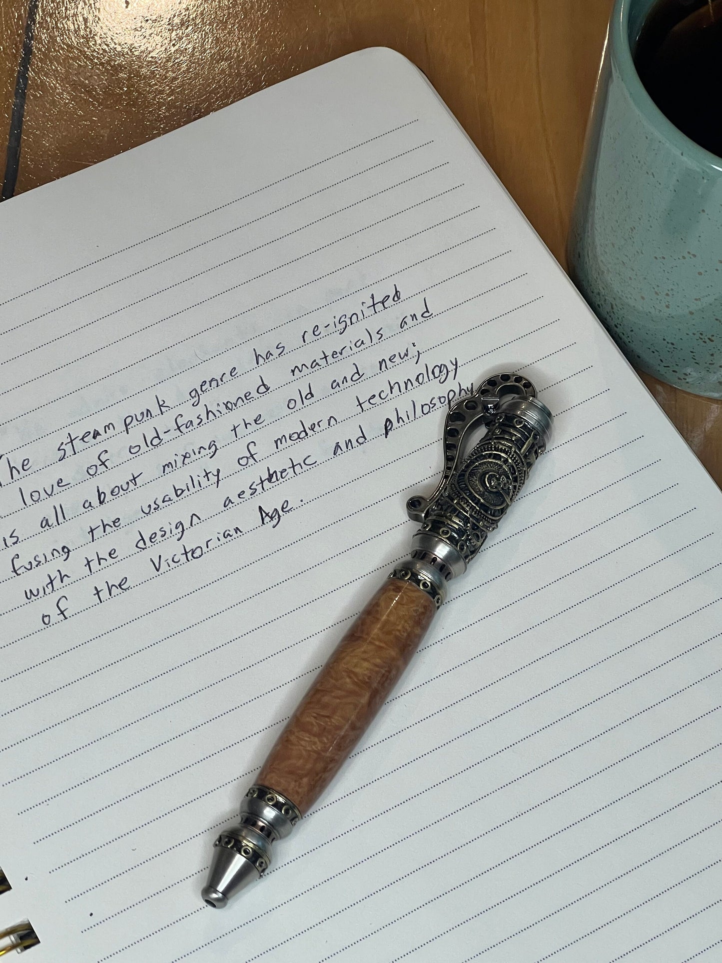 Steampunk pen with brown mallee burl.