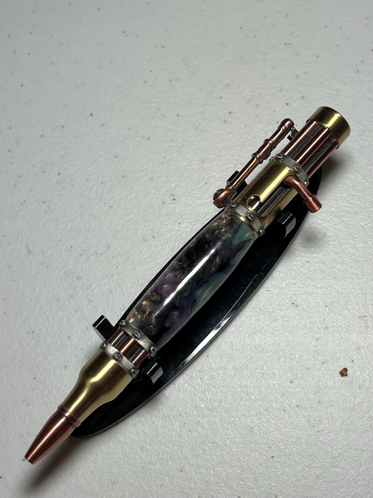 Steampunk pen with mother of pearl acrylic body