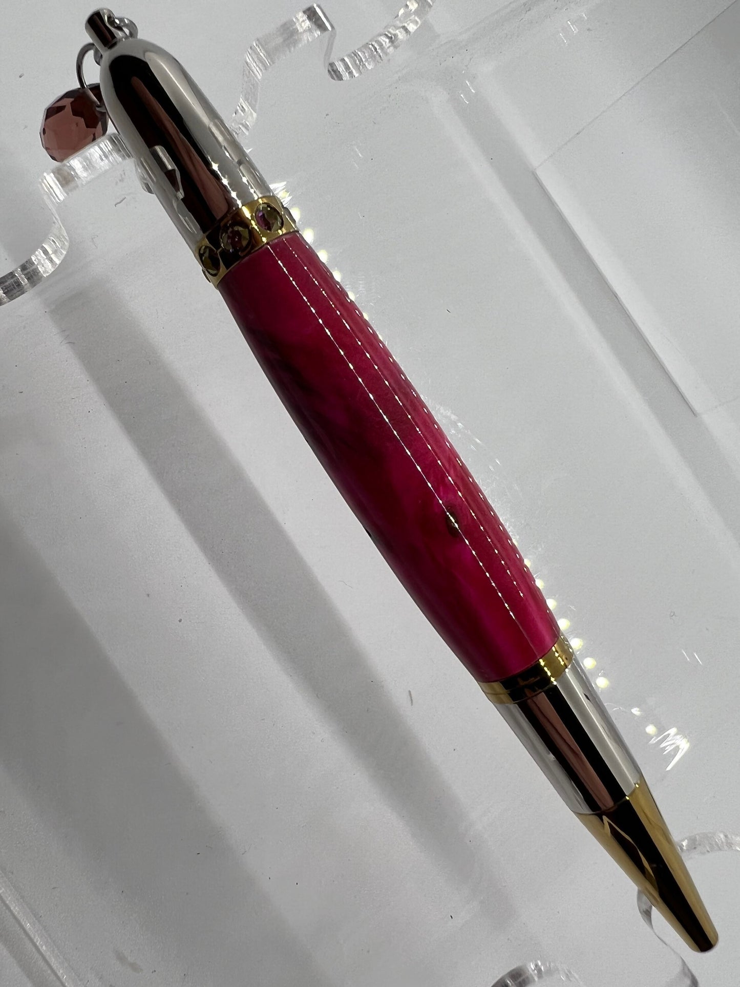 Diva pen with pink burl and pink Swarovski crystals.