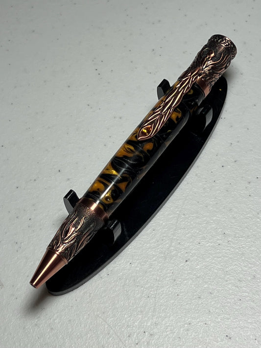 Phoenix rising pen copper with orange and black barrel