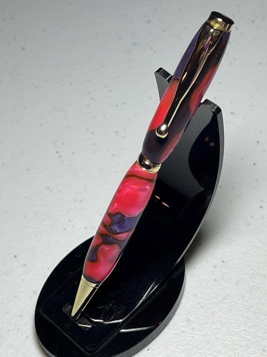 Funline pen gold with pink and purple barrel
