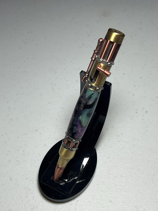 Steampunk pen with mother of pearl acrylic body