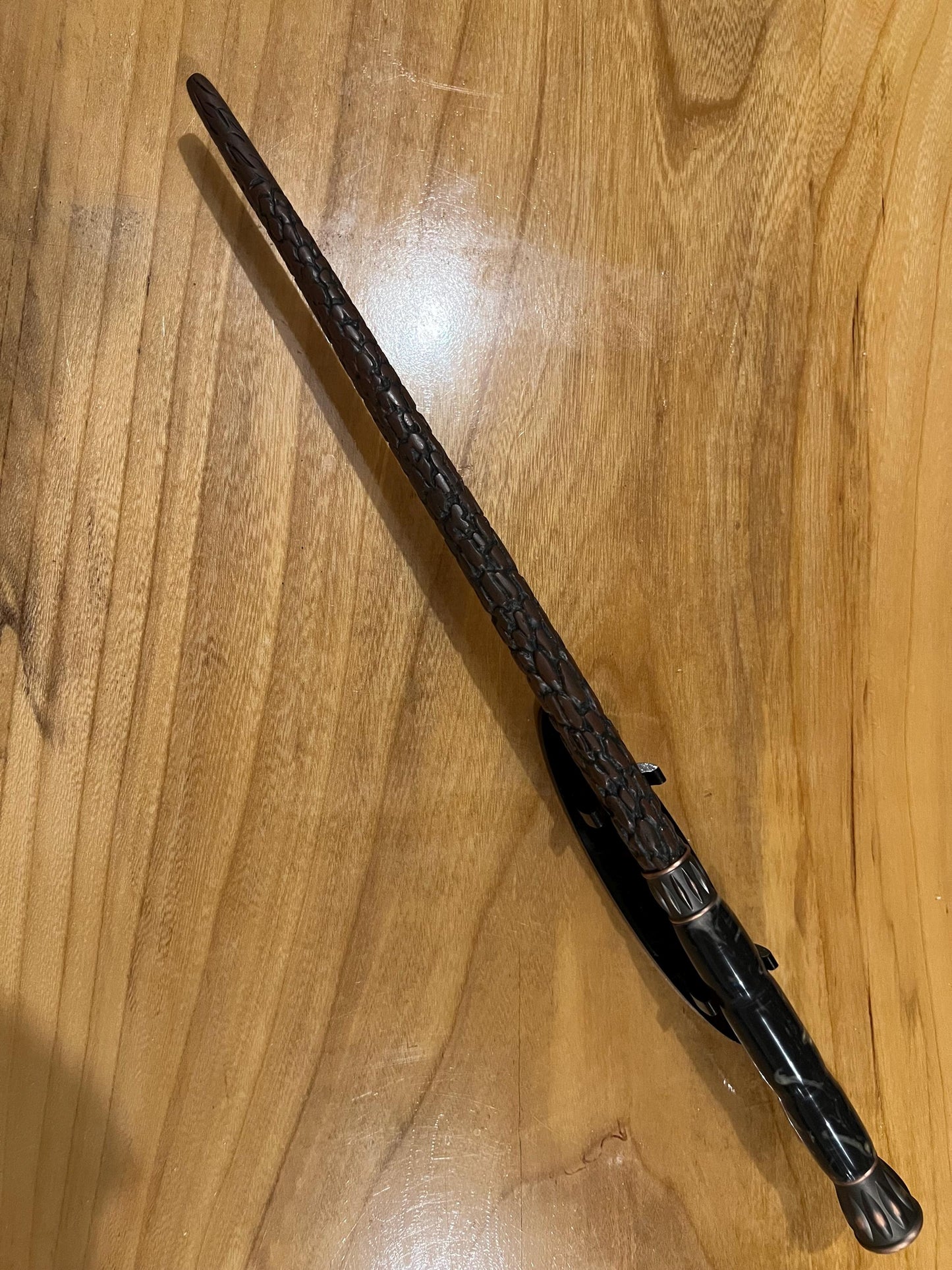 Magic wand prop with hand turned midnight sand handle