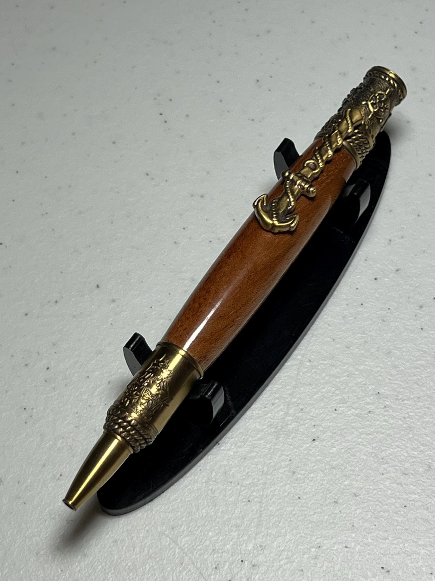 Nautical pen with brass fittings and Cherry wood barrel