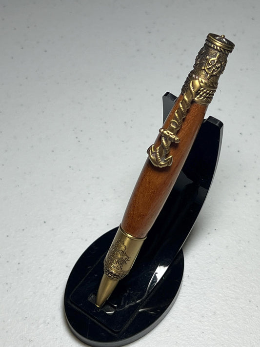 Nautical pen with brass fittings and Cherry wood barrel