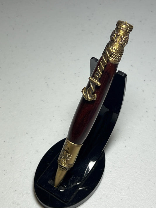 Nautical pen with brass fittings with walnut barrel