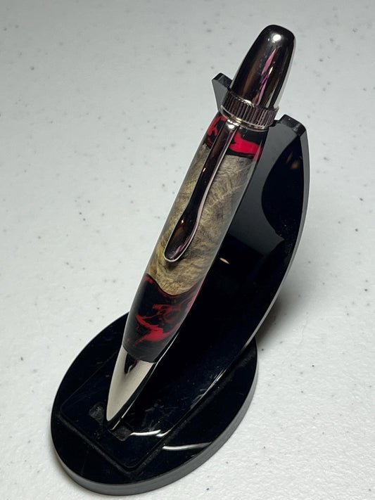 Atlas Pen chrome with burl and red/black resin