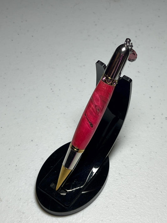 Diva pen with pink burl and pink Swarovski crystals.