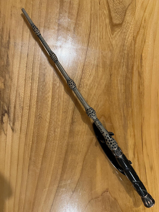 Magic wand prop with hand turned midnight sand handle