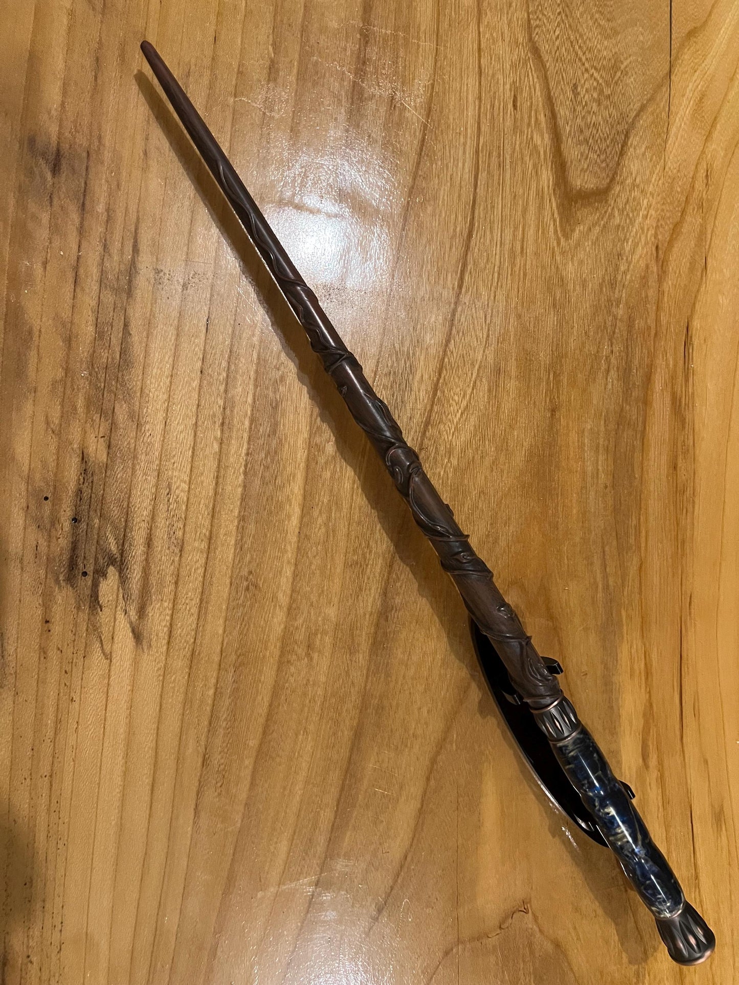 Magic wand prop with hand turned midnight sand handle